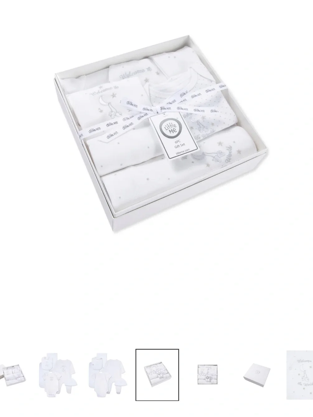 Little Me White and Gray Newborn Gift Set